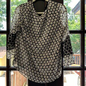 Calvin Klein black & White blouse with flowy sleeves